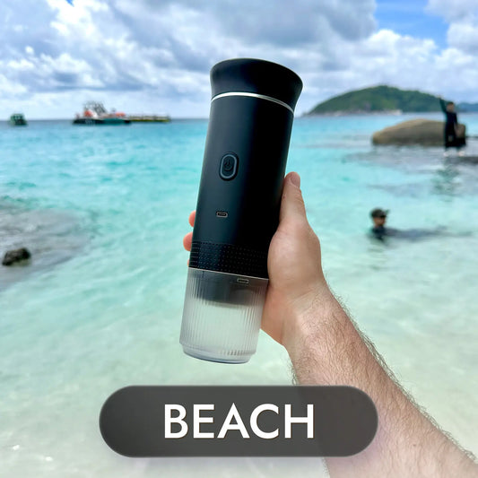 Bonnata Espresso Portable Machine on the beach